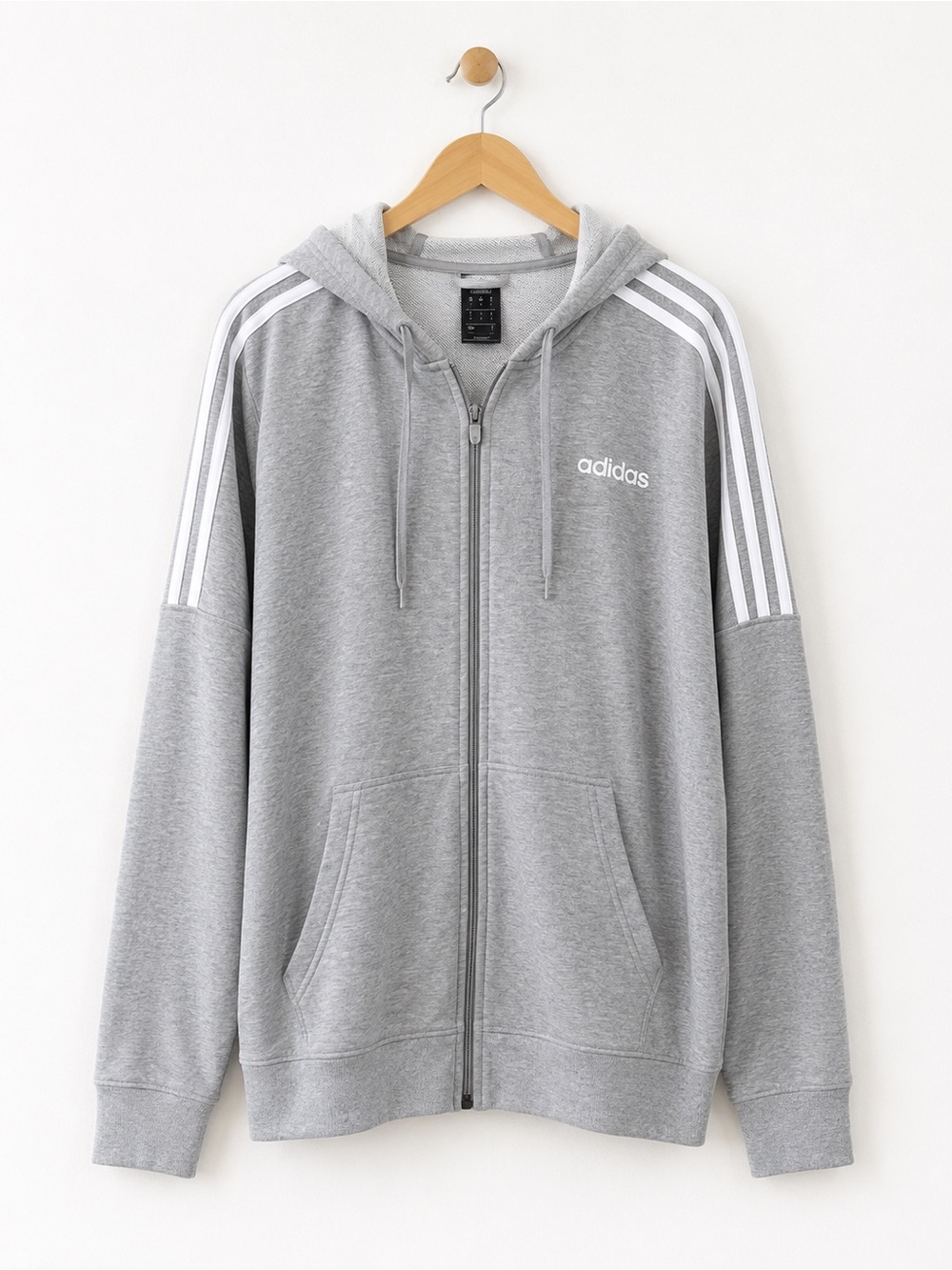 NWT Adidas Men's Essentials 3-Stripes French Terry Full-Zip Hoodie SZ M - Picture 2 of 8